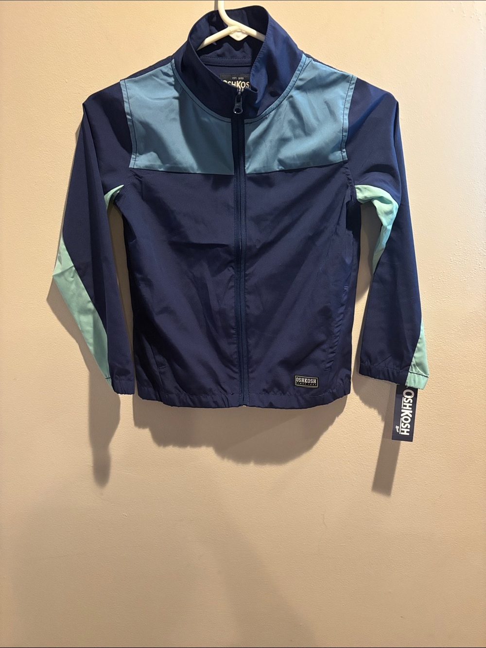OshKosh B'gosh Navy & Light Blue Kids' Zip-Up Rain Jacket